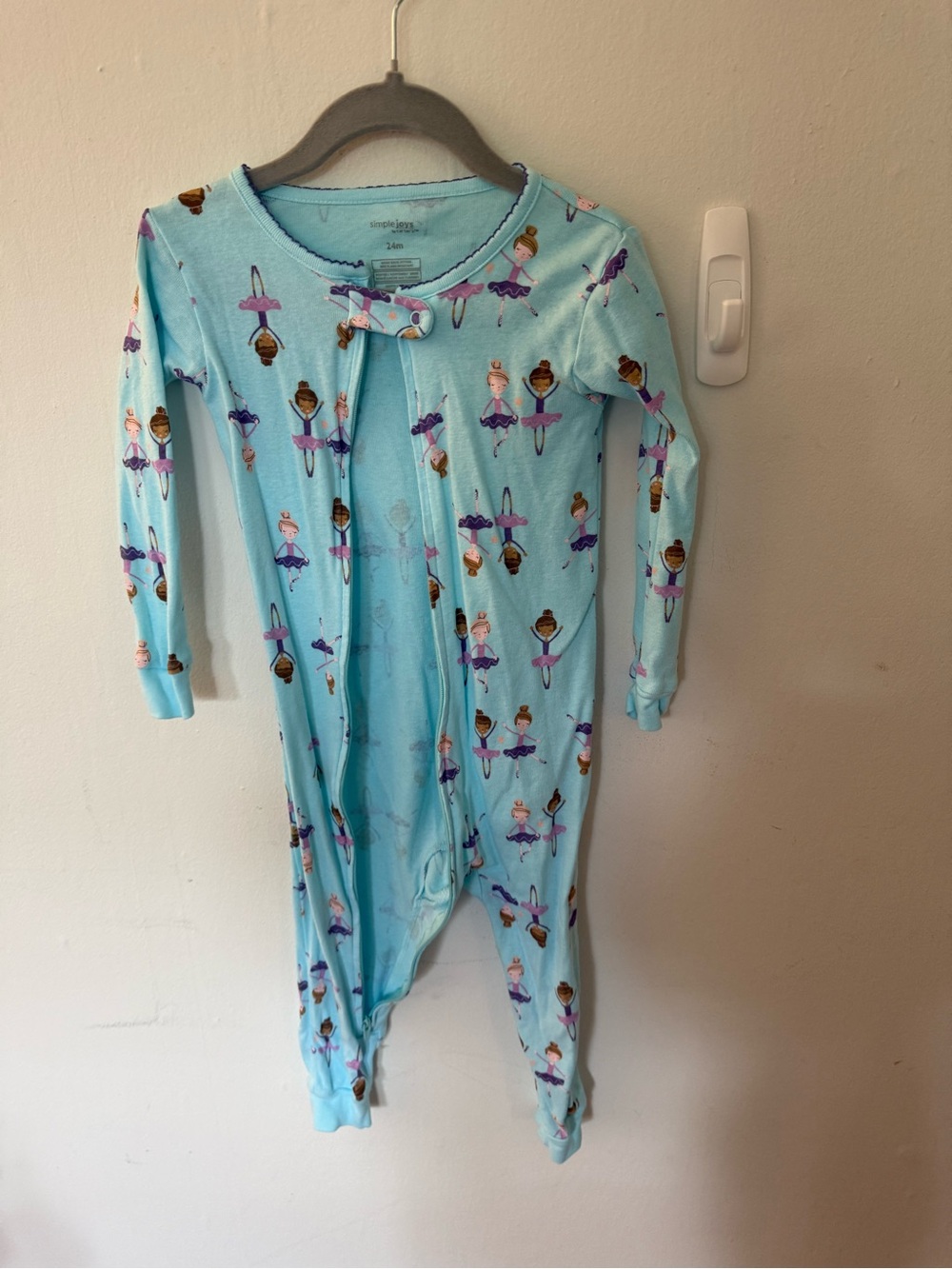Light Blue Ballerina Print Kids One-Piece Pajama